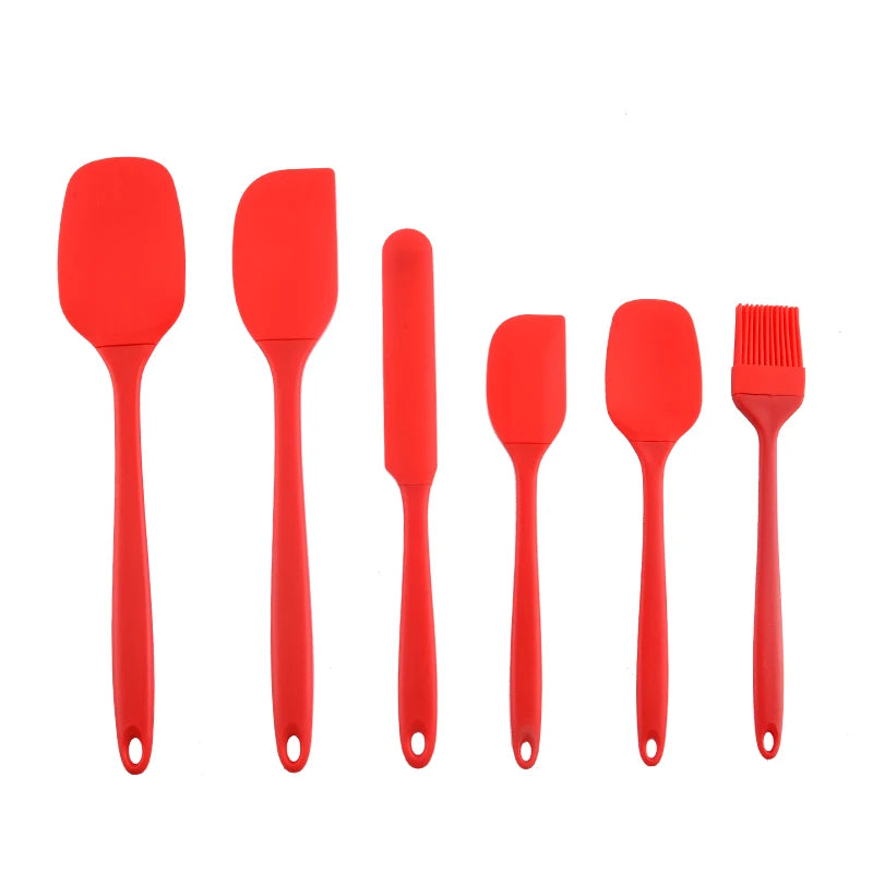 Silicone kitchenware 6-piece set, cream scraper, spatula, oil brush, size scraper set baking tool,Non-integrated hand
