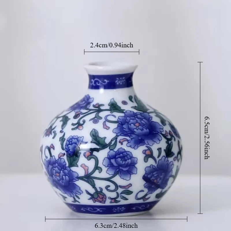 DXUIALOI Chinese antique mini applique small vase ceramic crafts living room desktop hydroponic vase home decoration