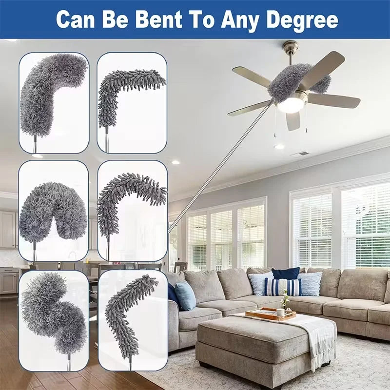 One Piece of a Flexible Handle Microfiber Dust Cleaning Brush, a Retractable Spider Web Sweeper, And a Feather Duster Designed F