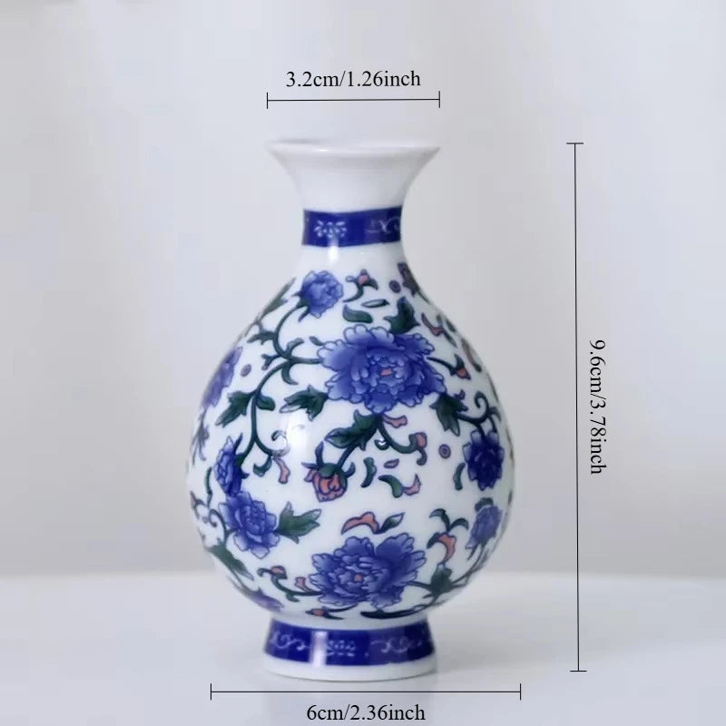 DXUIALOI Chinese antique mini applique small vase ceramic crafts living room desktop hydroponic vase home decoration