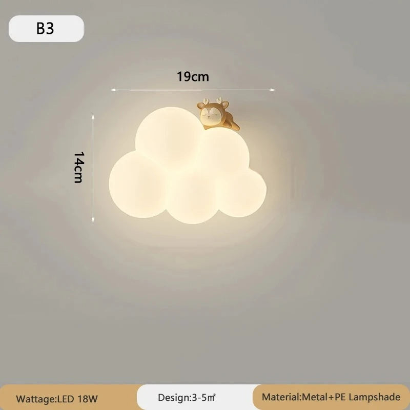 JIANKEXING New Cloud Wall Lamps Cream Style Cartoon Bedroom Bedhead Eye Protection Study Children's Room Warm Lighting Fixtures