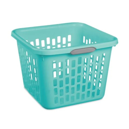 1.5 Bushel Square Plastic Laundry Basket with Two Comfortable Handles, Teal Green