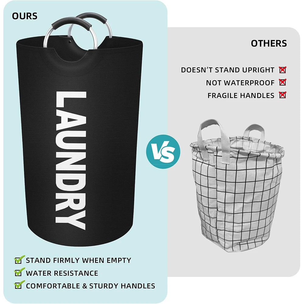 LMETJMA 90L Large Laundry Basket Waterproof Laundry Hamper Collapsible Tall Clothes Hamper Family Foldable Washing Bin