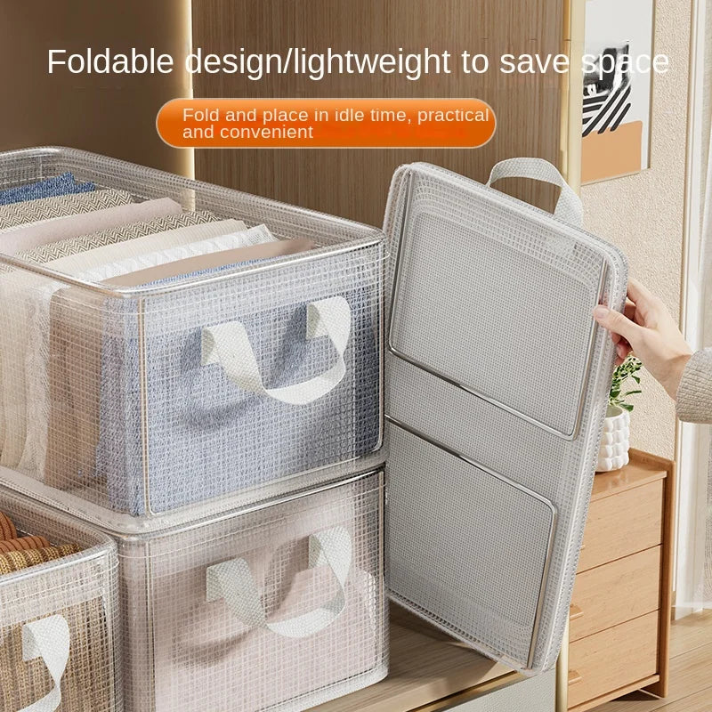 1 Pc Transparent PVC Solid Steel Frame Storage Box,waterproof,underwear Storage Basket,suitable for Home and Dormitory Use