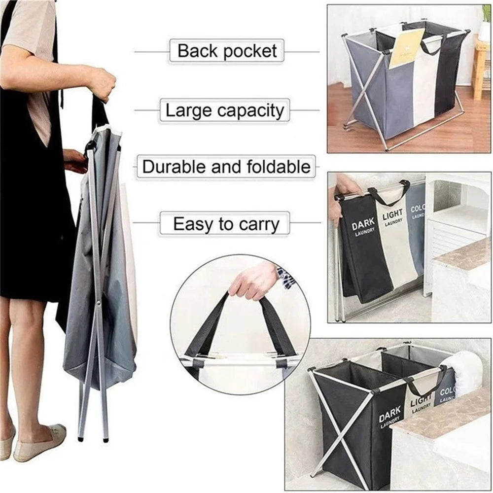 1-3Grids Laundry Basket Foldable