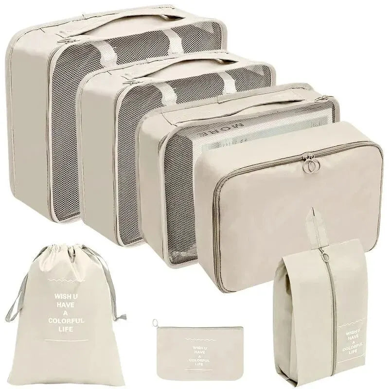 7/10 Pcs Set Travel Organizer Storage Bags Suitcase Packing Cubes Cases Portable Wardrobe Luggage Clothes Shoe Pouch Fold