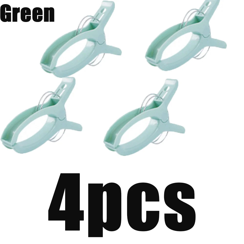 1-4Pcs Large Beach Towel Clips Plastic Reusable Non-Slip Fixed Laundry Sunbed Lounger Clothes Pegs Home Bathroom Organization