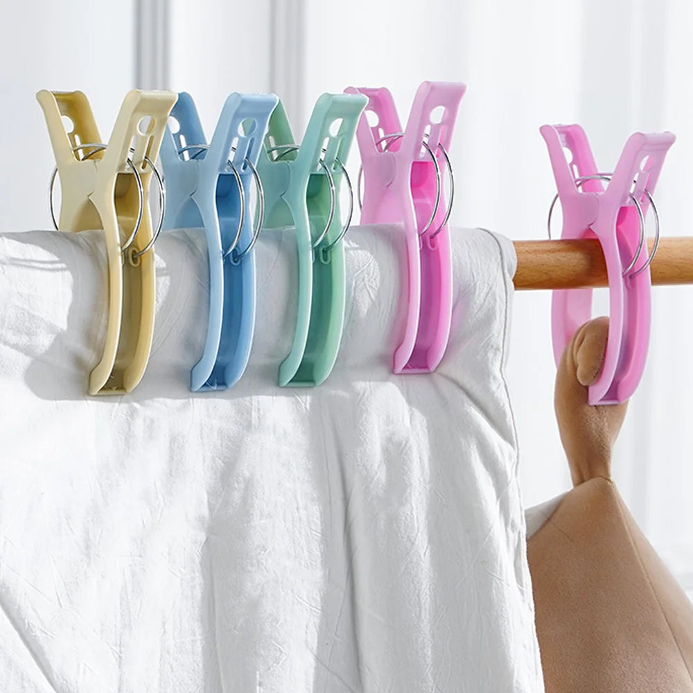 1-4Pcs Large Beach Towel Clips Plastic Reusable Non-Slip Fixed Laundry Sunbed Lounger Clothes Pegs Home Bathroom Organization