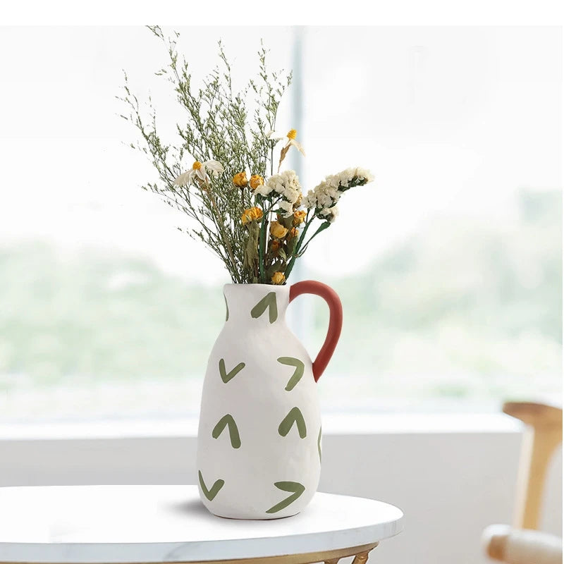 Ceramic Vase Ornaments Foyer Decoration Art Flower Arrangement Nordic Home Desktop Craftts Dry