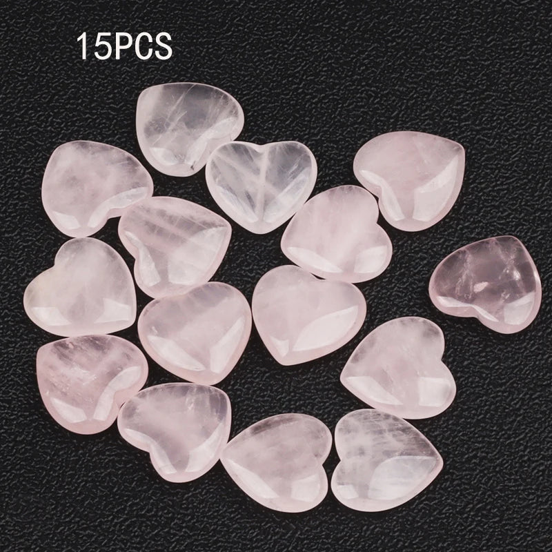 15/30/50PCS 20MM Heart Shape Stone Crystal Rose Quartz Love Healing Stones Irregular Mineral Gravel Specimen Home Garden Decor