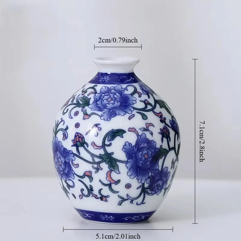 DXUIALOI Chinese antique mini applique small vase ceramic crafts living room desktop hydroponic vase home decoration