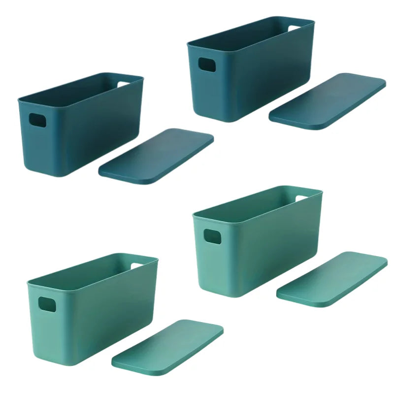 Rectangular Plastic Storage Basket with Cover, Ideal for Tidying Underwear and Small Clothing Items in Drawers