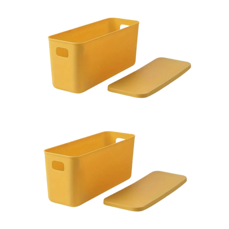 Rectangular Plastic Storage Basket with Cover, Ideal for Tidying Underwear and Small Clothing Items in Drawers
