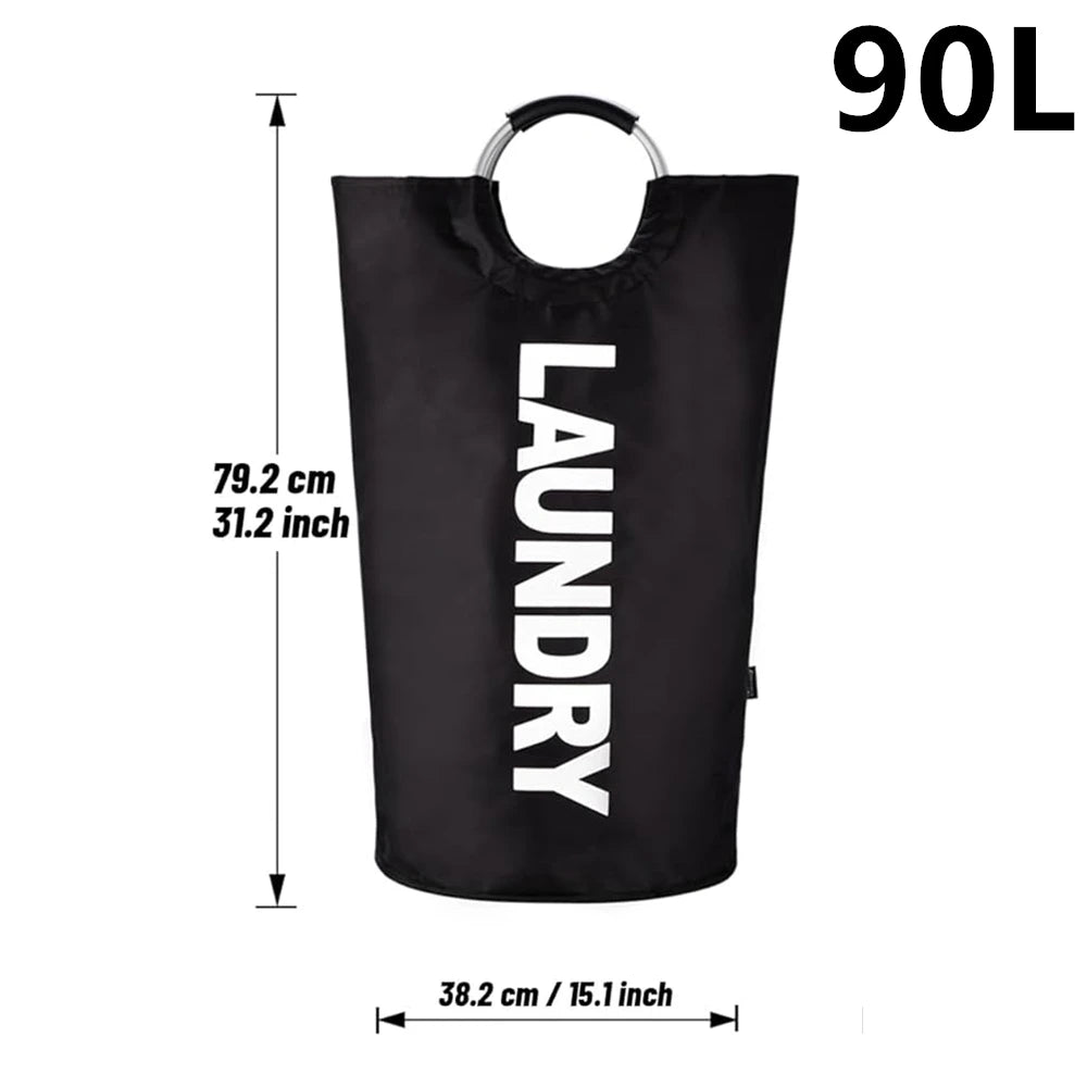 LMETJMA 90L Large Laundry Basket Waterproof Laundry Hamper Collapsible Tall Clothes Hamper Family Foldable Washing Bin