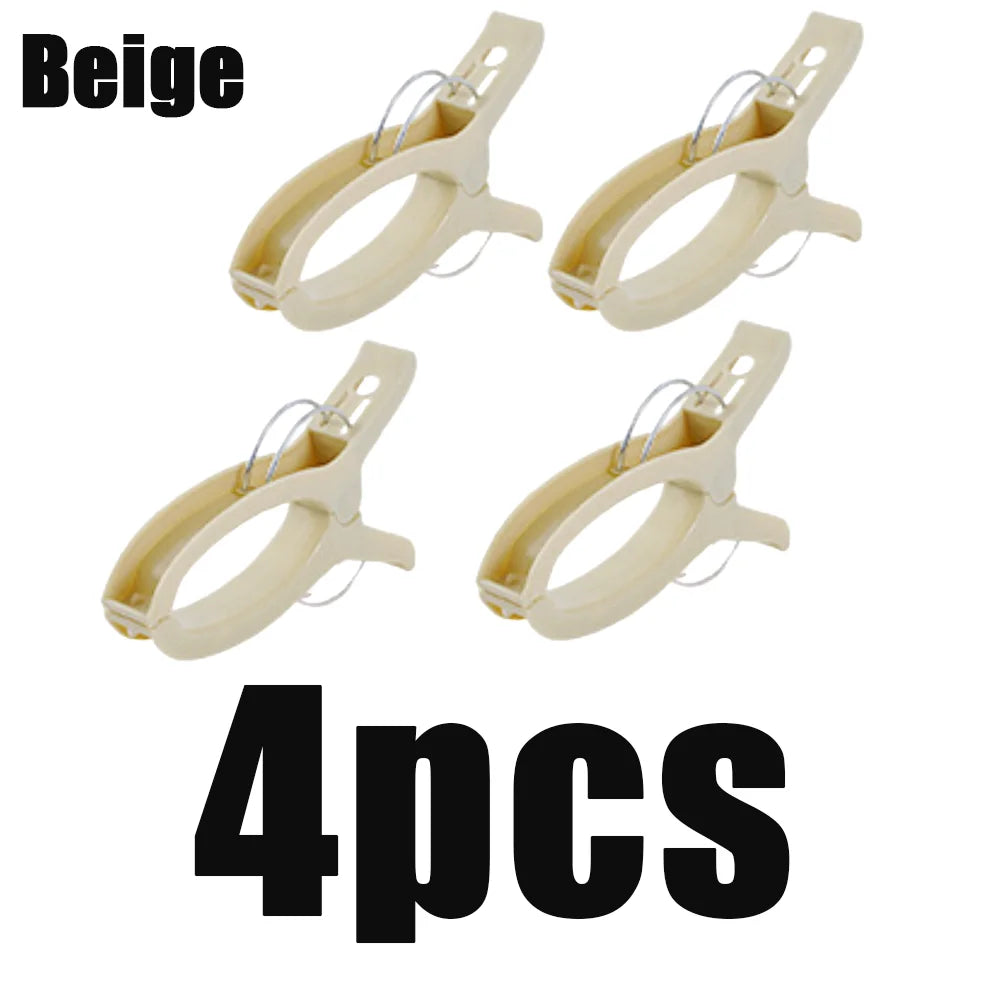 1-4Pcs Large Beach Towel Clips Plastic Reusable Non-Slip Fixed Laundry Sunbed Lounger Clothes Pegs Home Bathroom Organization