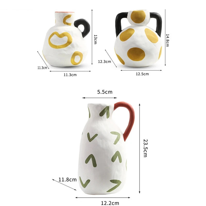 Ceramic Vase Ornaments Foyer Decoration Art Flower Arrangement Nordic Home Desktop Craftts Dry