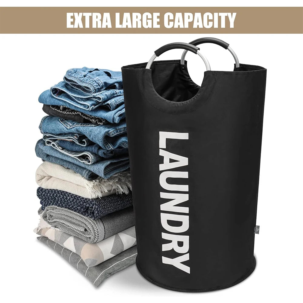 LMETJMA 90L Large Laundry Basket Waterproof Laundry Hamper Collapsible Tall Clothes Hamper Family Foldable Washing Bin