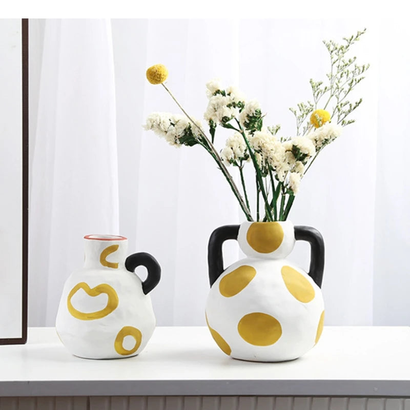 Ceramic Vase Ornaments Foyer Decoration Art Flower Arrangement Nordic Home Desktop Craftts Dry
