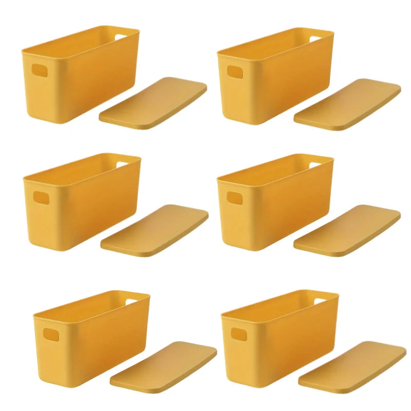 Rectangular Plastic Storage Basket with Cover, Ideal for Tidying Underwear and Small Clothing Items in Drawers