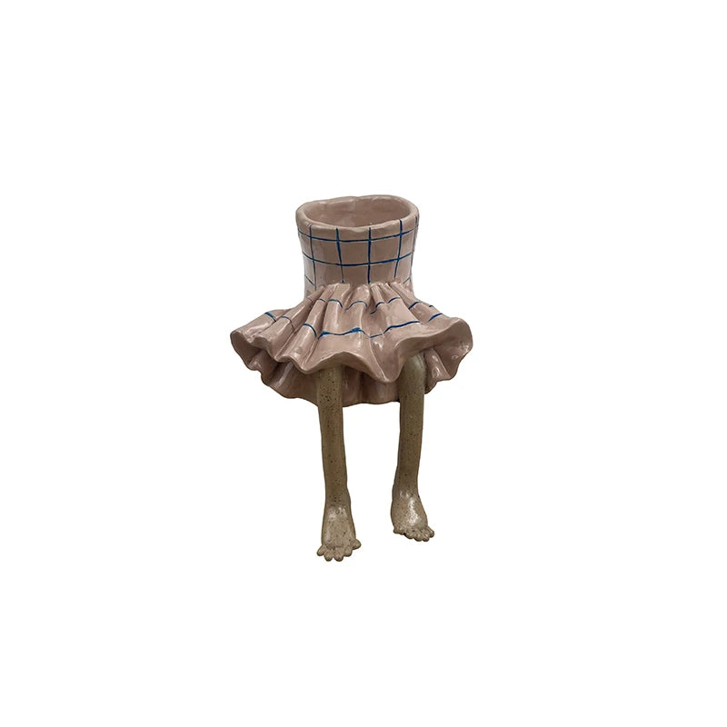 1 Pcs Funny Dangling Legs Ceramic Planter Pot home and shelf Decor