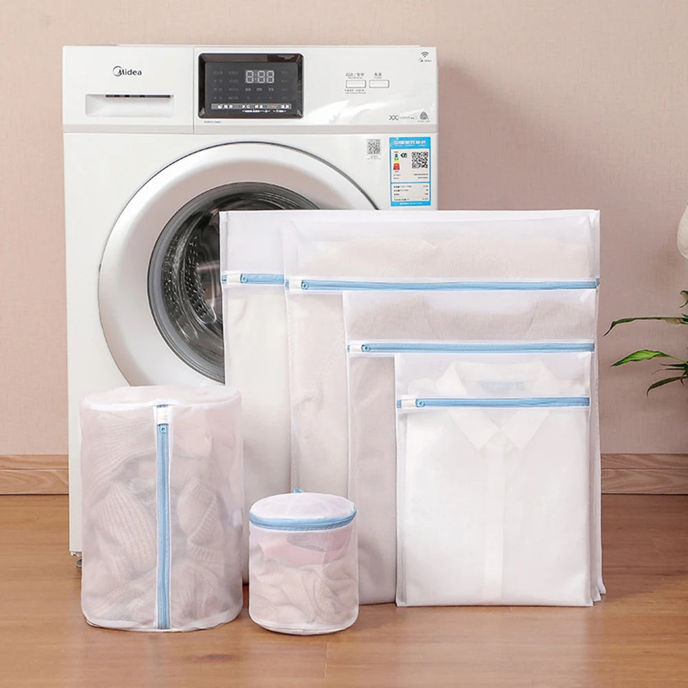 6Pcs Laundry Bags Set Dirty Clothes Organize Pouch Cute Print Washing Bags Fine Mesh For Clothing Protect Bathroom Laundry Set