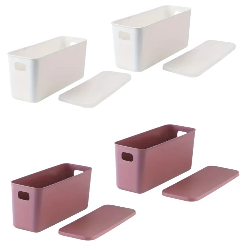 Rectangular Plastic Storage Basket with Cover, Ideal for Tidying Underwear and Small Clothing Items in Drawers