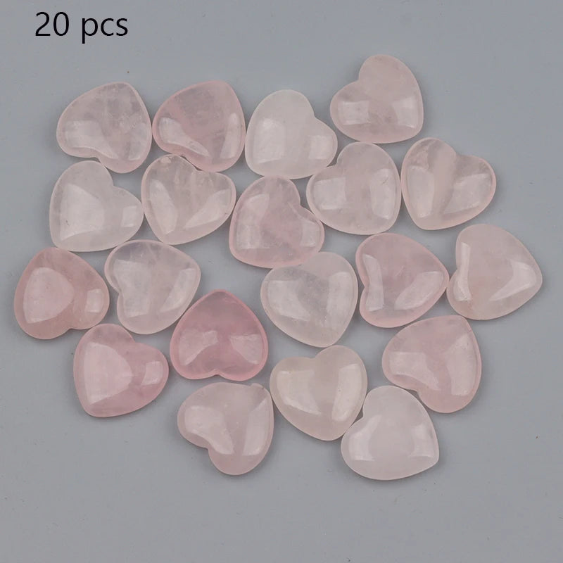 15/30/50PCS 20MM Heart Shape Stone Crystal Rose Quartz Love Healing Stones Irregular Mineral Gravel Specimen Home Garden Decor