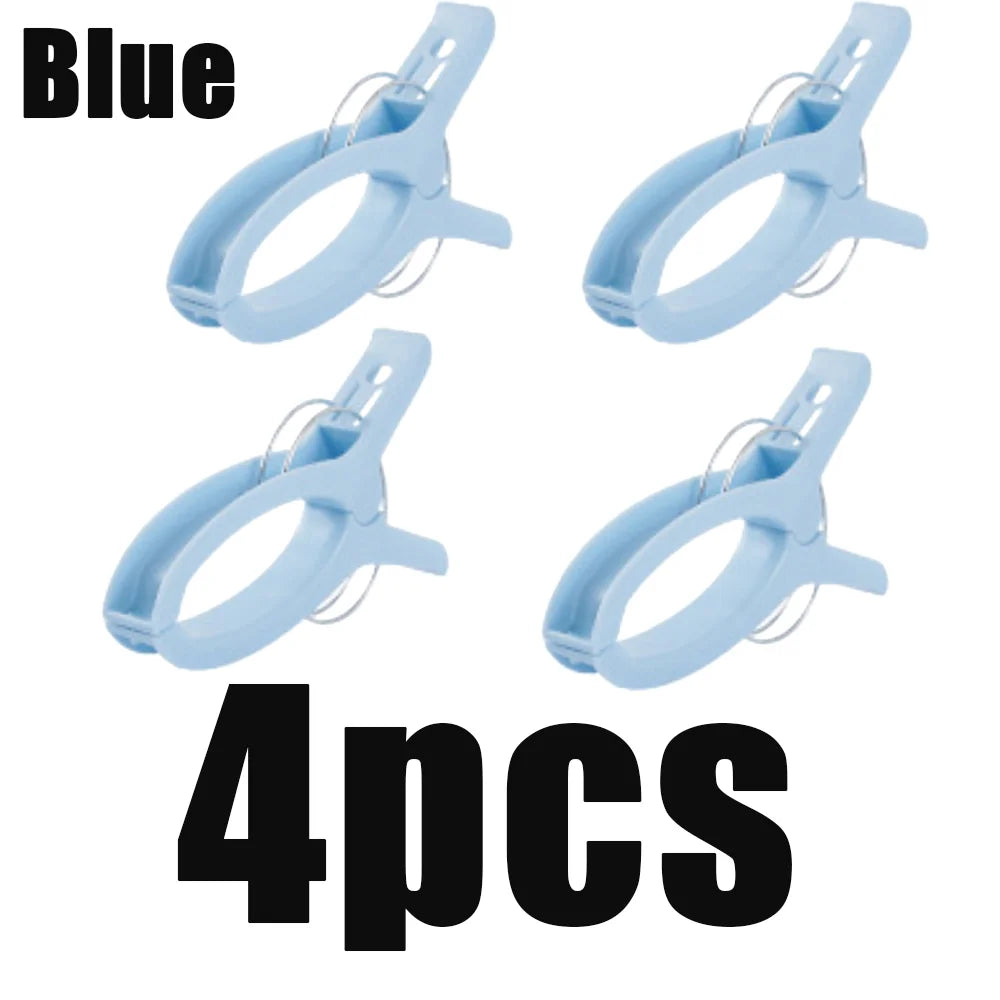 1-4Pcs Large Beach Towel Clips Plastic Reusable Non-Slip Fixed Laundry Sunbed Lounger Clothes Pegs Home Bathroom Organization