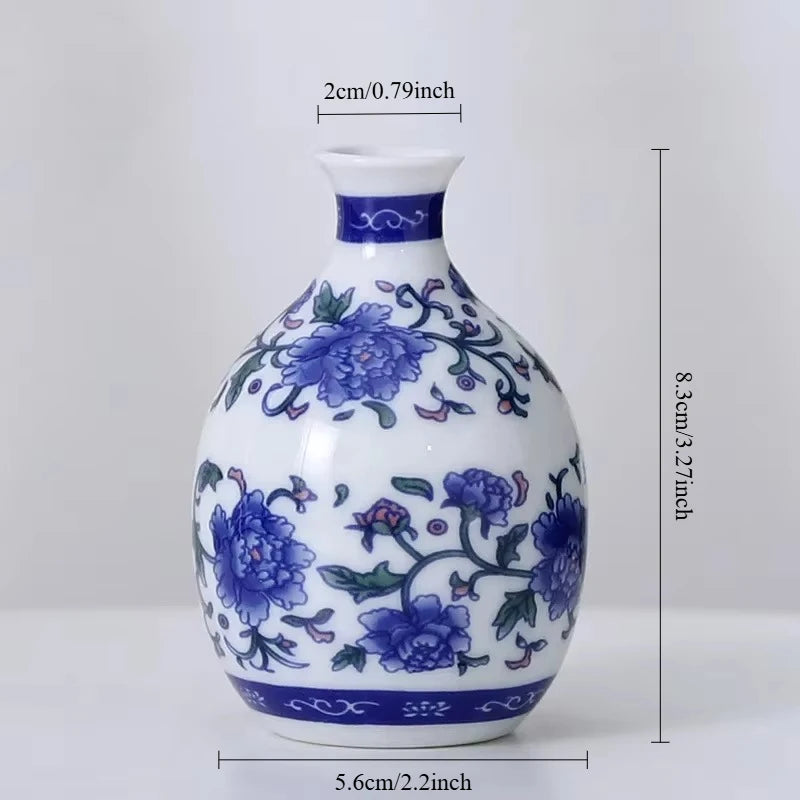 DXUIALOI Chinese antique mini applique small vase ceramic crafts living room desktop hydroponic vase home decoration