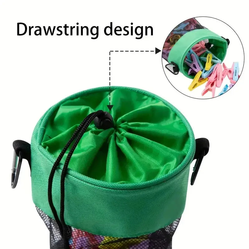 Clothespin Storage Bag Hanging Grid Clothespin Storage Bag Outdoor Drawstring Clothespin Organization Bag Household Supplies