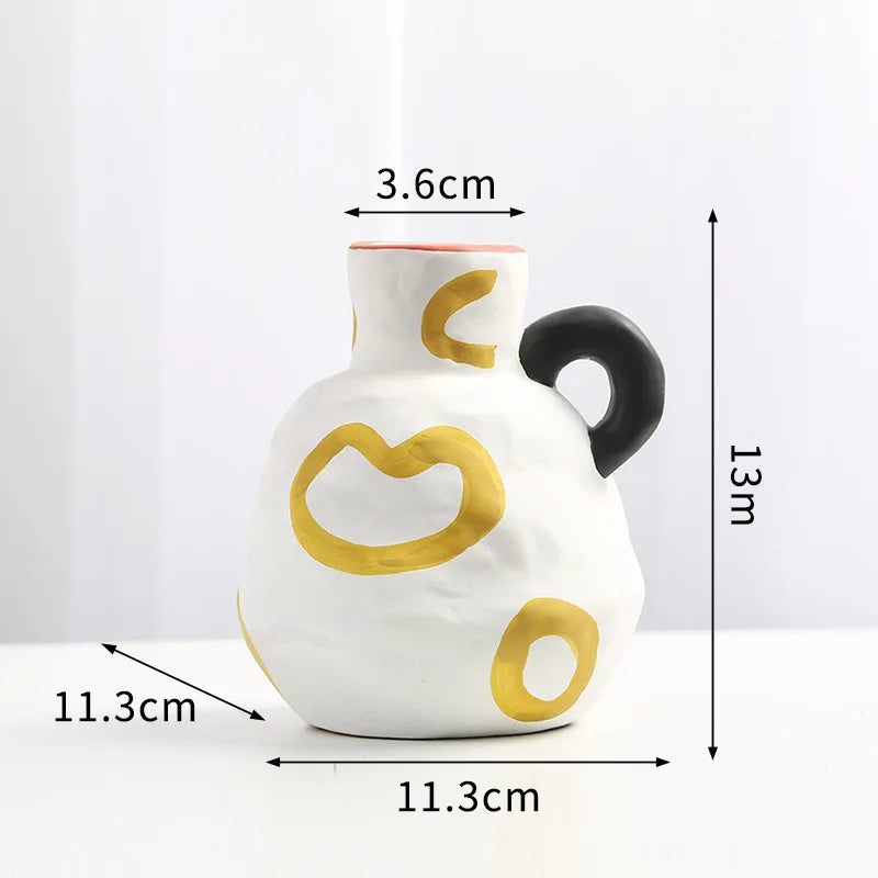 Ceramic Vase Ornaments Foyer Decoration Art Flower Arrangement Nordic Home Desktop Craftts Dry