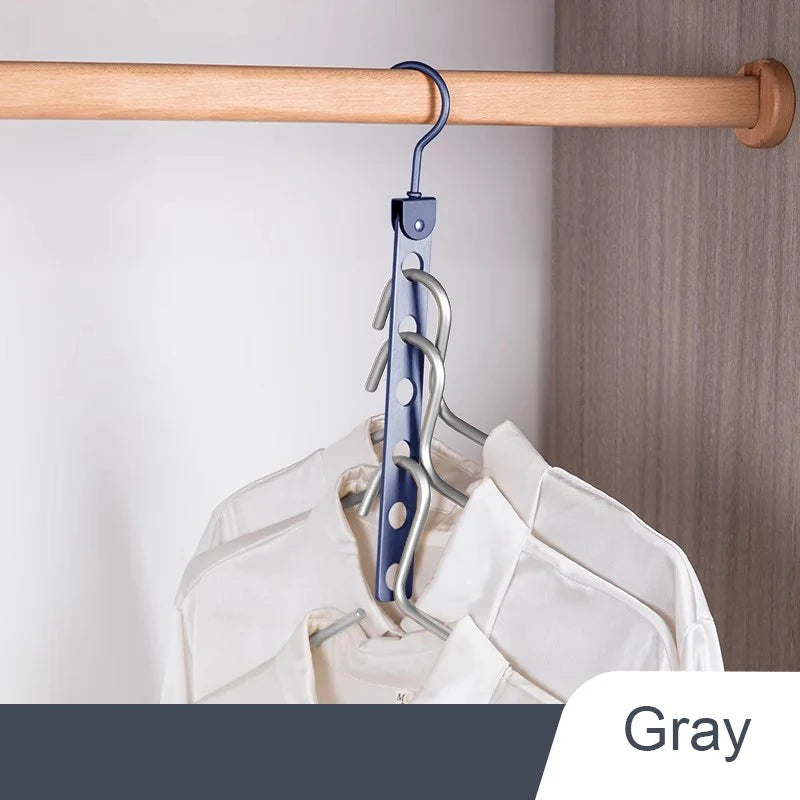 6/7/8 Holes Storage Rack for Clothes Hanger Organizer Foldable Rotatable Metal Hangers Storage Rack Wardrobe Space Saver Hook
