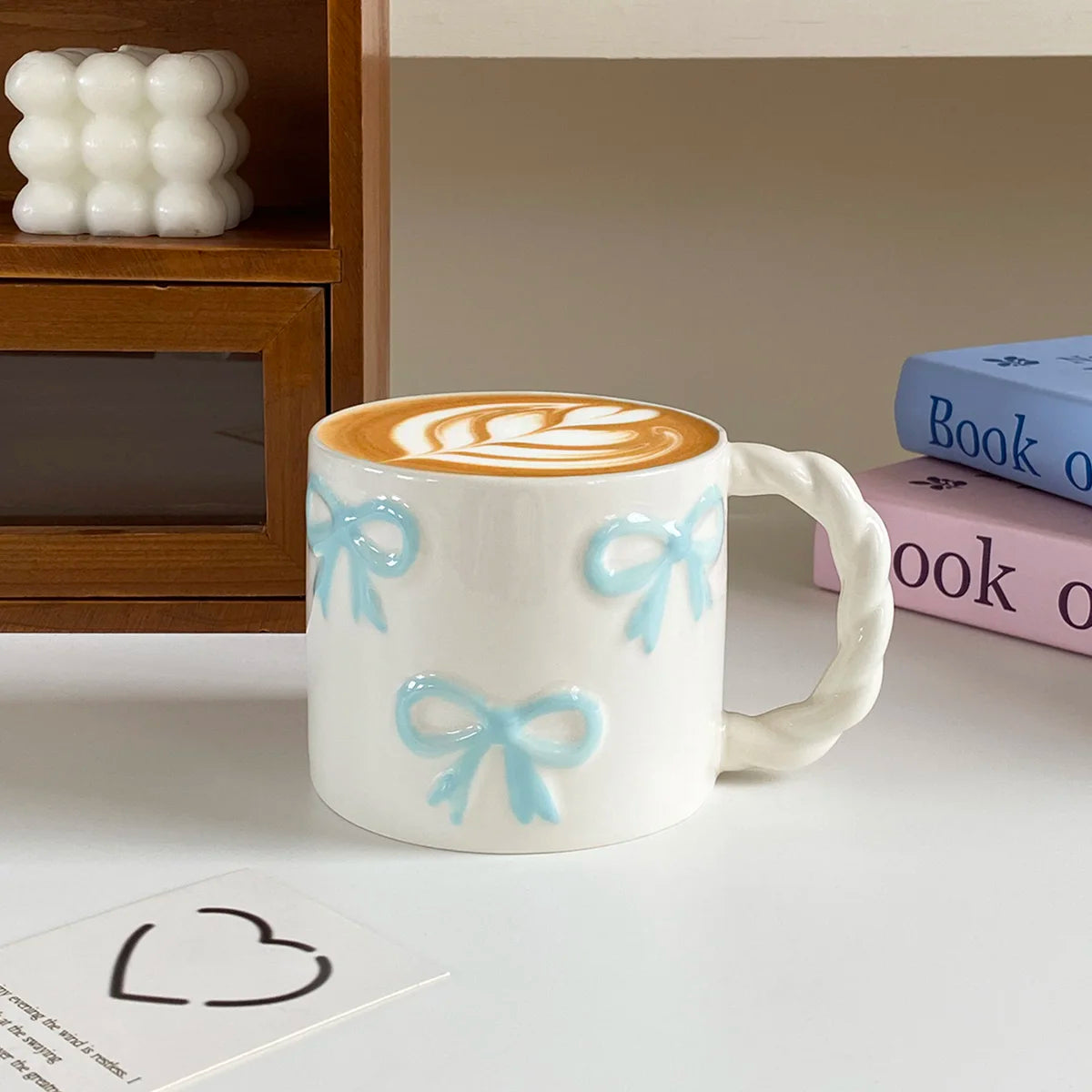 Pink Ceramic Mug with Bowknot