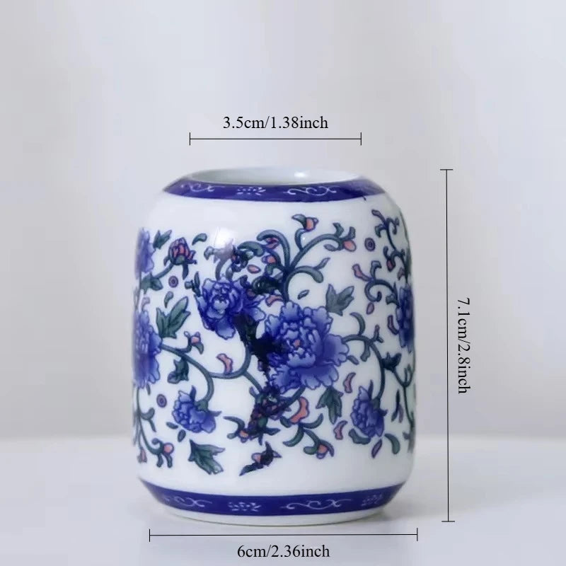 DXUIALOI Chinese antique mini applique small vase ceramic crafts living room desktop hydroponic vase home decoration