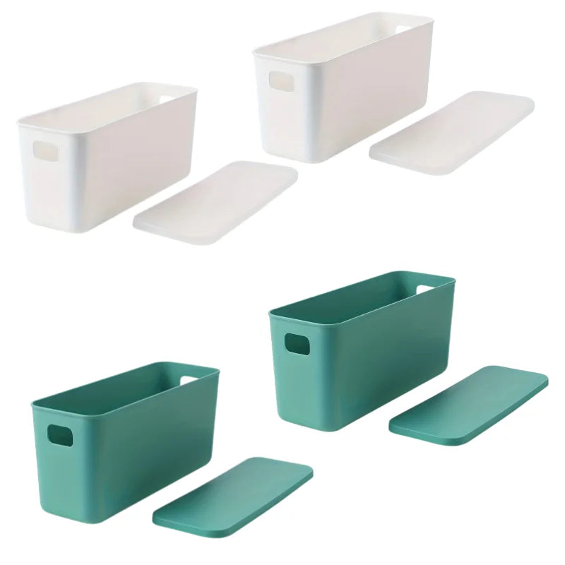 Rectangular Plastic Storage Basket with Cover, Ideal for Tidying Underwear and Small Clothing Items in Drawers