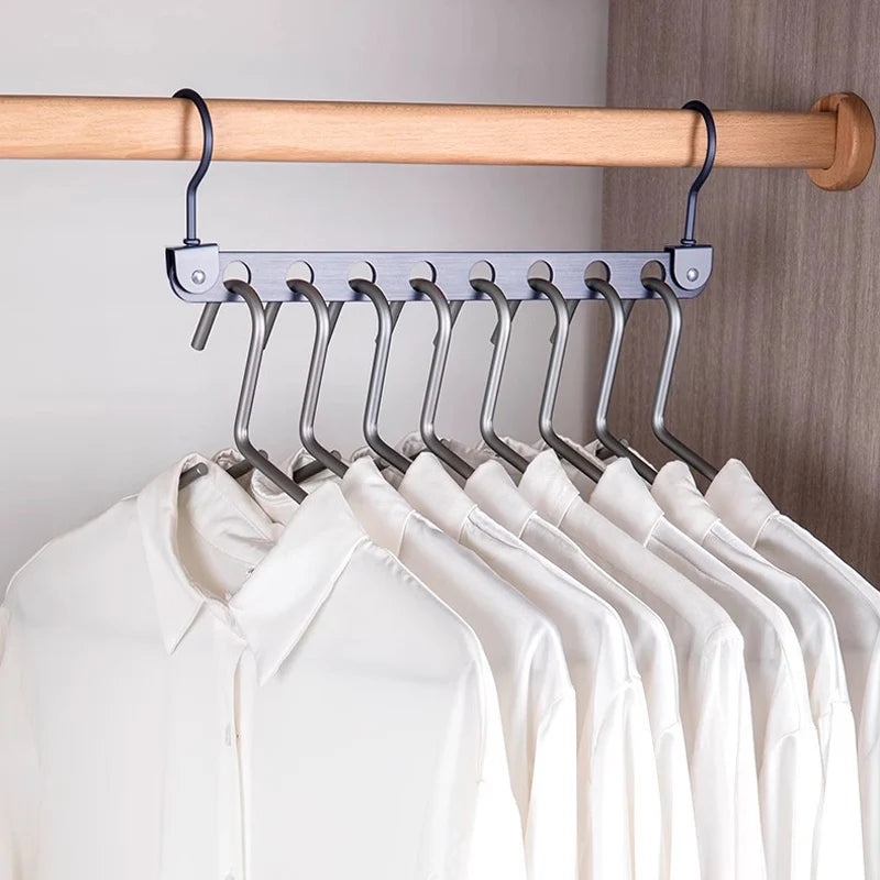6/7/8 Holes Storage Rack for Clothes Hanger Organizer Foldable Rotatable Metal Hangers Storage Rack Wardrobe Space Saver Hook