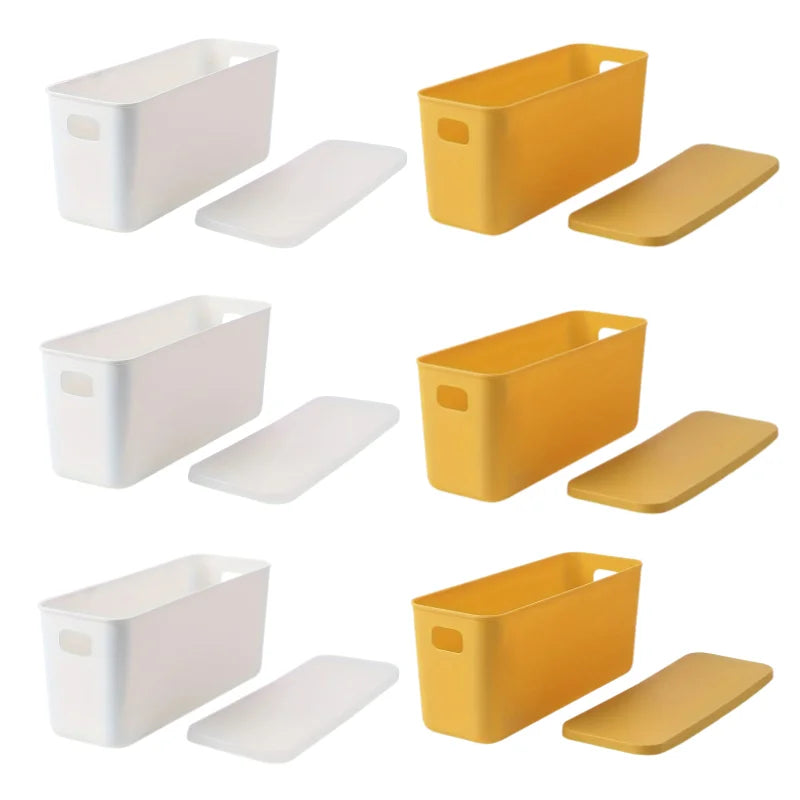 Rectangular Plastic Storage Basket with Cover, Ideal for Tidying Underwear and Small Clothing Items in Drawers