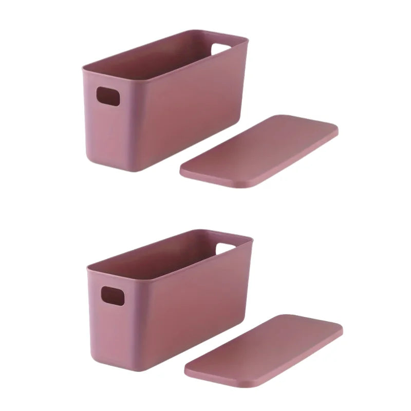 Rectangular Plastic Storage Basket with Cover, Ideal for Tidying Underwear and Small Clothing Items in Drawers