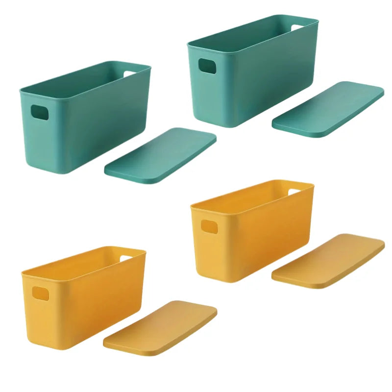 Rectangular Plastic Storage Basket with Cover, Ideal for Tidying Underwear and Small Clothing Items in Drawers