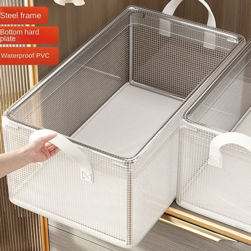 1 Pc Transparent PVC Solid Steel Frame Storage Box,waterproof,underwear Storage Basket,suitable for Home and Dormitory Use