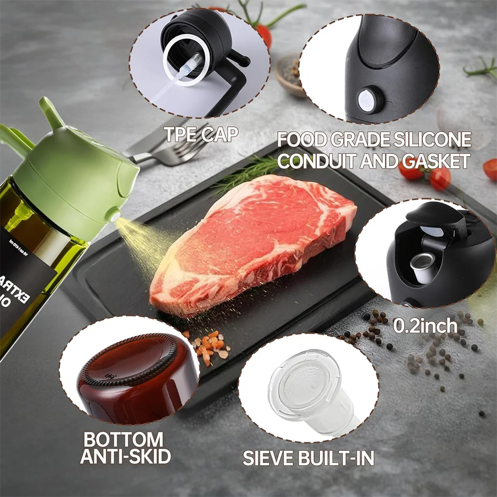 470 ML Oil Sprayer for Cooking, 2-in-1