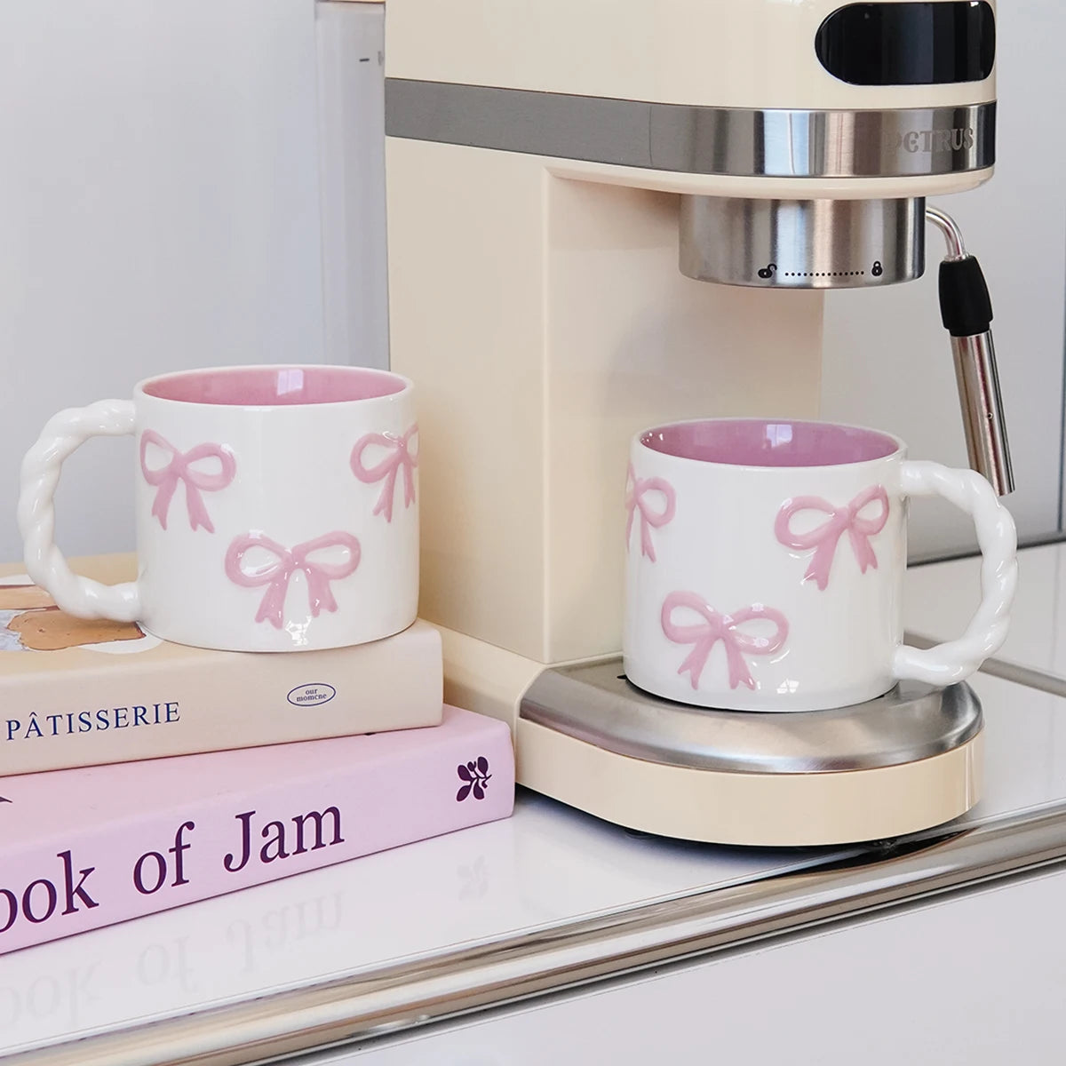 Pink Ceramic Mug with Bowknot