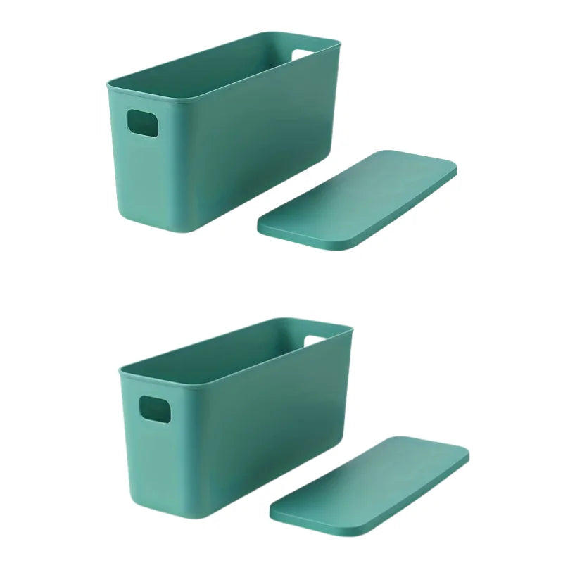 Rectangular Plastic Storage Basket with Cover, Ideal for Tidying Underwear and Small Clothing Items in Drawers