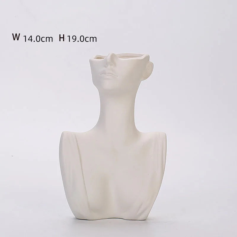 human ceramic vase minimalist dry flower decor nordic modern home ornament plain fired living room office stylish decoration
