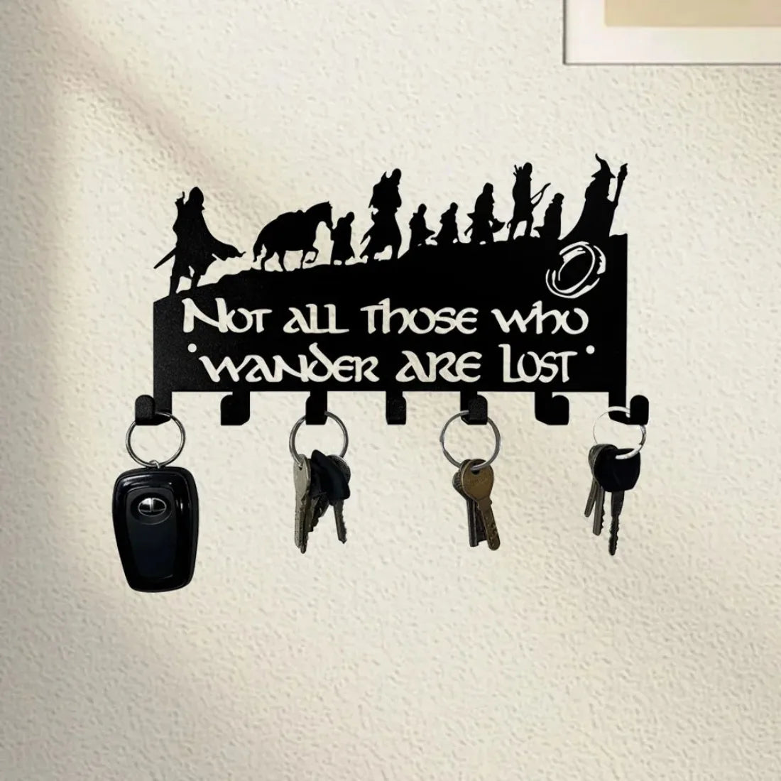 Wall Mount Key Holder Metal, Decorative Key Organizer with Hooks for Home Storage
