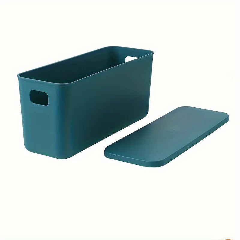 Rectangular Plastic Storage Basket with Cover, Ideal for Tidying Underwear and Small Clothing Items in Drawers