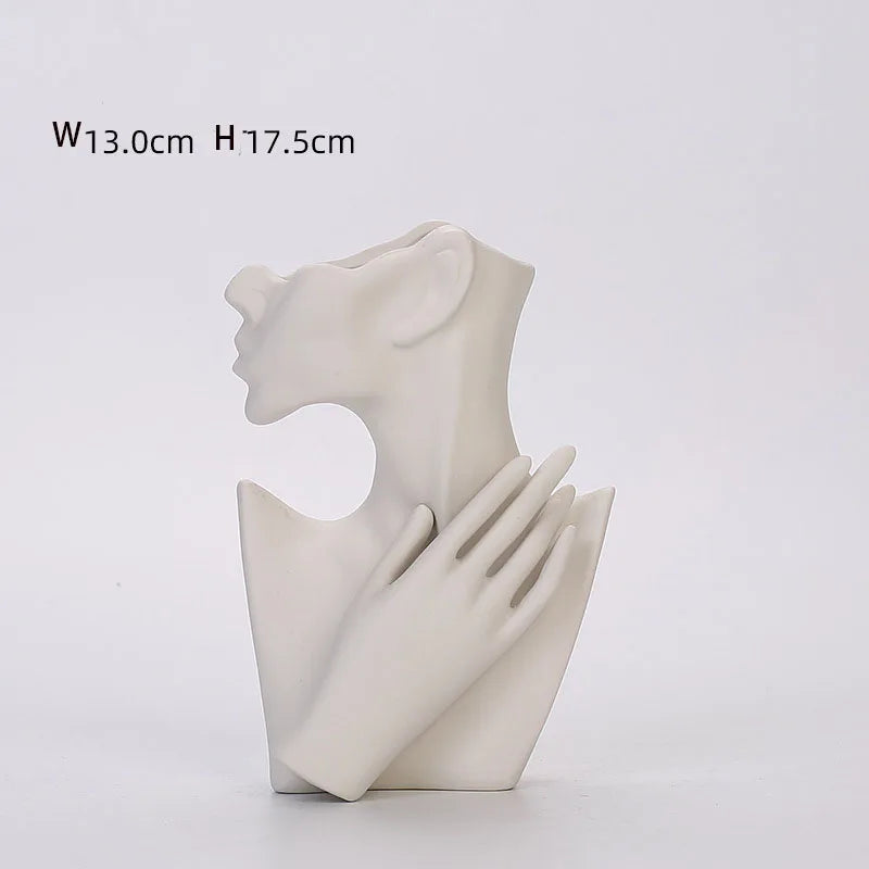 human ceramic vase minimalist dry flower decor nordic modern home ornament plain fired living room office stylish decoration