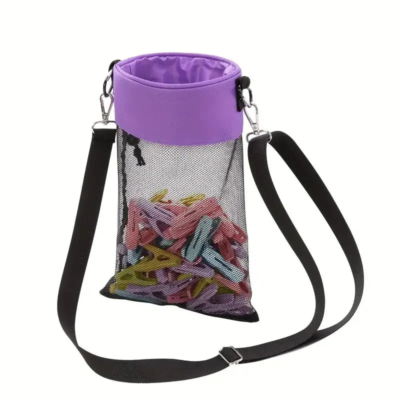 Clothespin Storage Bag Hanging Grid Clothespin Storage Bag Outdoor Drawstring Clothespin Organization Bag Household Supplies