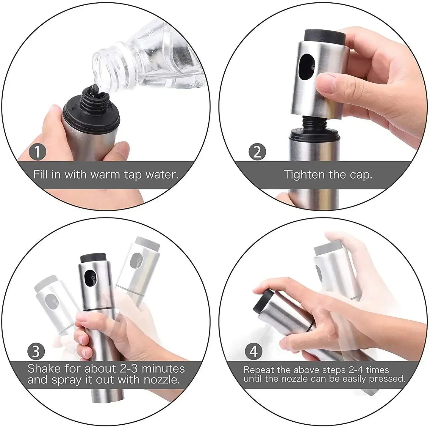 100ML 304 Stainless Steel BBQ Olive Oil Spray Diffuser For Kitchen Dispenser Bottle Squirt Container Vinegar Fuel Injection Pot
