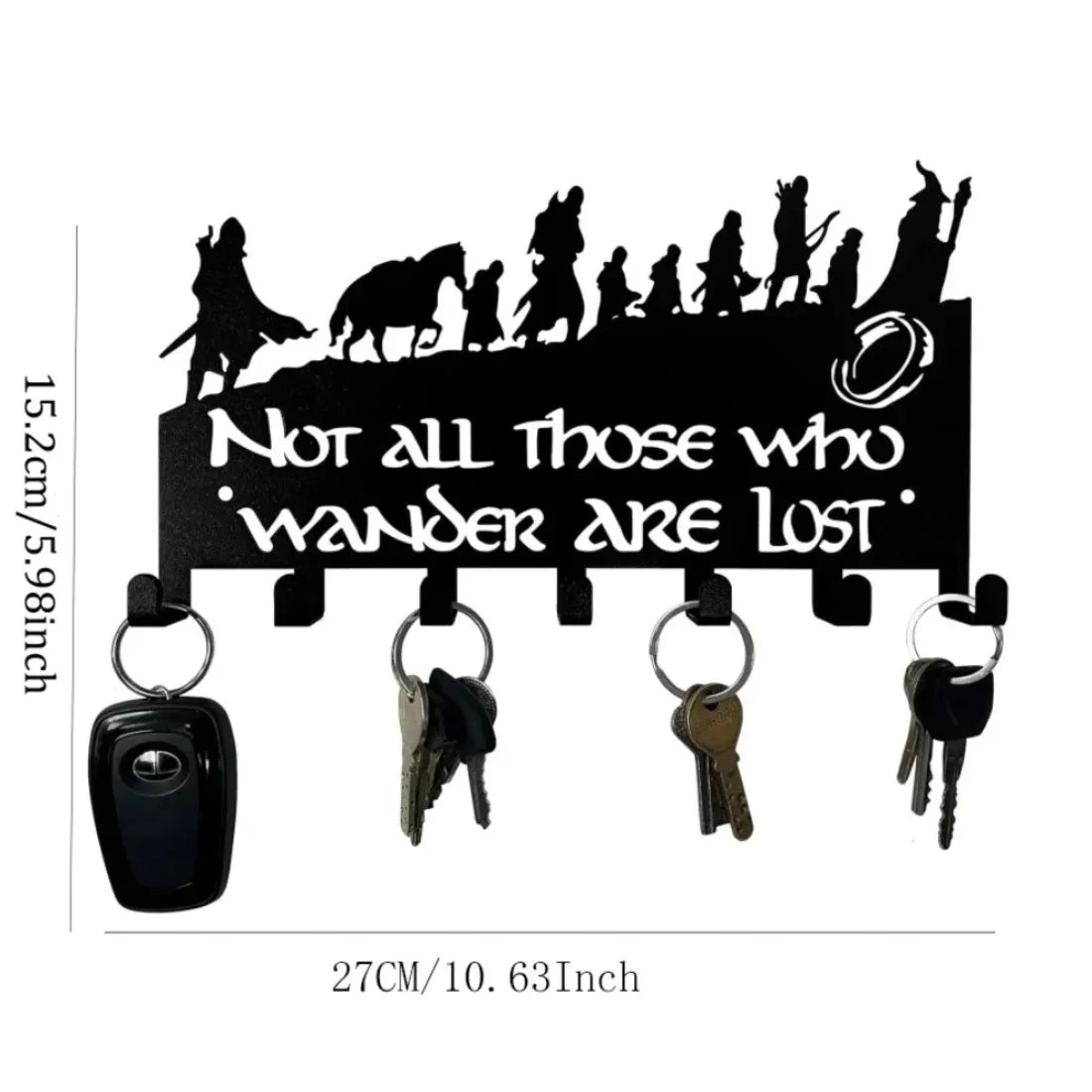 Wall Mount Key Holder Metal, Decorative Key Organizer with Hooks for Home Storage
